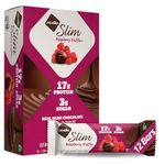 NuGo Slim Dark Chocolate Raspberry Truffle, 17g Protein, 3g Sugar, 6g Fiber, 170 Calories, Low Net Carbs, Gluten Free, 12 Count - (Package May Vary)