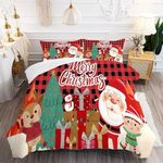 FUYEUN Christmas Comforter Set Full Size Black and Red Plaid Bedding Sets Xmas Gift Christmas Themed Festival Winter Snow Quilt Set,1 Comforter + 2 Pillow Cases