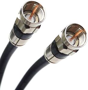 PHAT SATELLITE 100ft Black Indoor Outdoor 3 Shield Layers RG-6 Coaxial Cable Nickel/Brass Connector 75 Ohm (Satellite TV, Broadband Internet, Ham Radio, OTA HD Antenna Coax) Assembled in USA