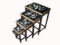 Chinese Oriental Furniture Blossom Nest of Tables