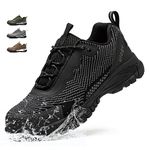 Ulogu Waterproof Steel Toe Shoes for Men Lightweight Non-Slip Sneakers Puncture Proof Shoes Indestructible Work Shoes Chaussures à embout d'acier Pour Hommes Black