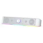 Redragon GS560 RGB Desktop Soundbar, 2.0 Channel Computer Speaker with Dynamic Lighting Bar Audio-Light Sync/Display, Touch-Control Backlit with Volume Knob, USB Powered w/ 3.5mm Cable, White