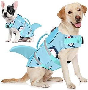 AOFITEE Dog Life Vest for Swimming, Dog Life Jacket Large, High Flotation Dogs Swimming Vest with Rescue Handle and Reflective Stripe, Shark Dogs Lifesaver Swimsuit for Boating Summeer Pool Beach, XL