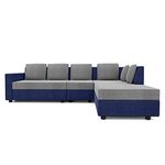 Wakefit Sofa Set For Living Room 1 Year Warranty L Shape Sofa, Sofa Set, Wooden Sofa Set For Living Room, 3 Seater Sofa + Right Aligned Chaise - Skiver 5- to 6-Person Sofa (Fabric, Blue & Cloud Grey)