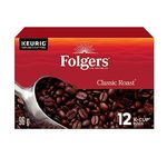 Folgers Classic Roast Medium Dark Roast Coffee, Single-Serve K-Cup Pods For Keurig Coffee Makers, 12 Count