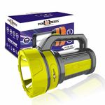 Pick Ur Needs 100W Rechargeable Long Range Search Torch Light with 2 Side Emergency Kissan Light (Yellow)