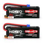 HOOVO 7.4V 5200mAh 80C 2S Lipo Battery Hard Case with EC3 Plug for Popular RC Car RC Helicopter Quadcopter UAV Drone FPV Traxxas Slash Buggy Team Associated(2 Packs)