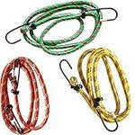 Set of 3 Elastic Luggage Cords with Hooks Heavy Duty Bungee Straps Outdoor Elastic Bungee Cord Hook Ends Bungee Straps with Hooks For Luggage, Tents & Securing Tarps (100cm - Assorted Colours)