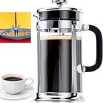 coffee press French Press Coffee Maker with 2 Extra Screens, 34oz, French Press Stainless Steel 304 Grade, Easy Disassemble Design Double Filter, Thick Heat Resistant Glass Pot