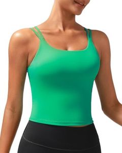 RUNNING GIRL Sports Bras for Women, High Impact Running Strappy Sports Bra Workout Crop Tops with Built in Bras(BX3031 Green M)