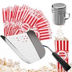 Poppy's Ultimate Popcorn Machine Supplies Bundle - Kernel Sifting Speed Scoop, Seasoning Dredge, 1-Ounce Popcorn Bags (100 Count) - Ideal Popcorn Supplies for Popcorn Machine, Commercial & Home Use