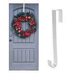 Jsdoin Christmas Wreath Door Hanger, 12.5 Inches Metal Front Door Wreath Hook for Christmas Home Office Wall Wedding Wreaths or Decorations (1 Pack-White)