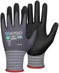 KAYGO Work Gloves MicroFoam Nitrile Coated KG19NB, Seamless Knit Nylon Safety Work Gloves with Micro Dots on palm, Ideal for General Purpose,Automotive,Home Improvement,Painting(3, Small)