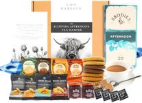 Afternoon Tea Gift Set & Biscuit Gift Hamper - Scottish Gift Hamper, Food Gifts for Men - Brodie's Afternoon Scottish Tea, Shortbread Biscuits, Strawberry Jam, Fudge & Chocolate