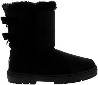 Womens Twin Bow Tall Classic Waterproof Winter Rain Snow Boots - Black - 7 - BLA38 AEA0234