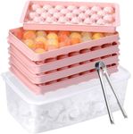 Round Ice Cube Trays 4 Pack for Freezer with Bin, Upgrade Easy Release Small Ice Ball Maker Mold, Freezer Ice Container with Lid, 1.2IN*132PCS Mini Sphere ice Mold, Ice Bucket and Tong,Bpa Free