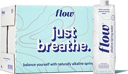 Flow Alkaline Spring Water, 100% Natural Alkaline Water, Eco-Friendly Packaging, Refreshing Taste, Boxed Mineral Water, Natural Electrolytes, Water with pH, Non-GMO, BPA-Free, Pack of 12 x 1L