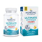 Nordic Naturals Ultimate Omega + CoQ10 Supplement | 1280 Mg Omega 3 Fish Oil & Ubiquinol CoQ10 100Mg | Coenzyme Q10 For Cardiovascular Health & Antioxidant Support | Lemon Fish Oil Flavour 60 Softgel