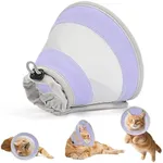 GoGoPaw Breathable Air Mesh Cat Cone Collar Soft to Stop Licking, Adjustable, Foldable Lightweight Kitten Cones After Surgery Recovery for Cats & Kittens (Light Purple,M)