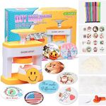 Newest Badge Maker for Kids, 55 mm (2.16 inch) DIY Pin Button Maker Press Machine Badge Punch Kit with 48 pcs Button Parts Pictures Circle Cutter Present Installation-Free