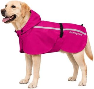 Pawdyssey Stretch Fabric Dog Raincoat with Hood, Reflective Rain Poncho for Medium Large Dogs, Adjustable Waterproof Dog Rain Jacket with Leash, Hot Pink, X-Large