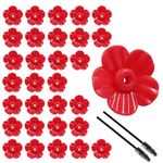 Rierdge 30 Sets 30mm Red Hummingbird Feeder Replacement Flowers with 2 Pcs Cleaning Brush, Bird Feeder Replacement Parts for Hummingbird Hanging Feeder