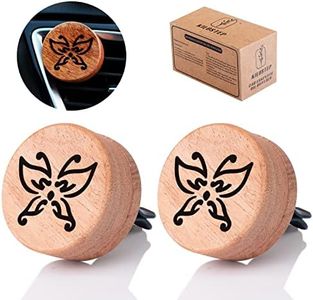 Essential Oil Car Diffuser, 2 PCS Butterfly Car Aromatherapy Wood Diffuser with Vent Clip