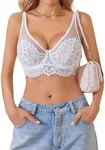 Women's Underwire Bra Lace Full Coverage Push Up T-Shirt Bralette White