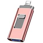 USB Flash Drive, USB3.0 Memory Stick External Storage Thumb Drive for i-Phone i-Pad 64GB Photo Stick Flash Drive Suitable for Any Model PC/Pad/Android Phones (Pink)