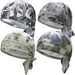 WHAMZ33 W 4Pcs Doo Rags for Men, Head Wraps Dew Rags Bandana Beanie for Cycling Motorcycle Camouflage