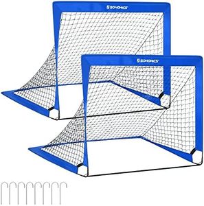 SONGMICS Kids Soccer Goals for Backyard, 4x3 ft Portable Soccer Nets Training Equipment, Toddler Soccer Goal with Carrying Bag, for Field, Blue USZQ122Q02