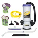 ProTeam Super CoachVac 107730, Commercial Backpack Vacuum Cleaner with HEPA Media Filtration, Telescoping Wand Tool Kit and 12 Extra Filter Bags, Gray