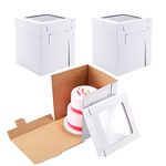 Huoshange Tall Cake Boxes for Tier Cakes,10x10x12 Inch [3 Pack ] Sturdy Tall Cake Box with Window,White Wedding Cake Boxes,Layer Cake Carrier,Disposable Cake Containers