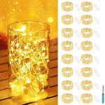 16 Pack Fairy Lights Battery Powered, 7FT 20LED Mini String Lights Twinkle Lights Waterproof, Silver Wire Fairy Lights Battery Operated Mason Jar Lights for Indoor Bedroom DIY Wedding Christmas Decor