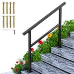 SPACEEUP 4ft Handrail, 44"X35" Handrails for Outdoor Steps Fit 0 to 4 Steps, Transitional Handrail with Installation Kit Handrail for Stairs Outdoor Aluminum Stair Railing, Mirror Black