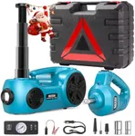 SEESII Electric Car Jack Kit 5 Ton 17.7 Inch Lift Range 3in1 car jack Hydraulic with Impact Wrench and Tire Inflator Floor Jack for SUV/Pickup/Truck/Sedan Roadside Emergency Tire Change Spare Tool Set