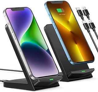 Wireless Charger 2 Packs, Dual-Coil 15W Fast Wireless Charging,Phone Wireless Charger Stand Compatible with Phone 15/14/13 Pro Max/12/11/SE/XR/XS/8 Plus, Galaxy S24/S21 Ultra/S20/S10,Pixel(NoAdapter)