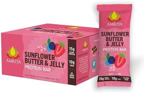 Amrita Nut Free Vegan Protein Bars (12 CT) | Sunflower Butter & Jelly 15g Plant-Based Protein Bar | Peanut-Free, Gluten Free, and Dairy-Free | No Added Sugar, High Fiber,Healthy Snacks for Kids/Adults