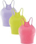 Sunzel Women's Seamless Crop Ribbed Tank Tops with Racerback No Pad 3Pcs