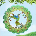 Hummingbird Wind Spinners Hummingbird Gifts for Women/Men 12 inch 3D Stainless Steel Hanging Wind Spinner Metal Bird Wind Catchers Kinetic Sculpture for Indoor/Outdoor Decor,Yard Art,Garden Decoration