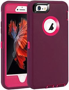MAXCURY for iPhone 6 Case iPhone 6S Case, Heavy Duty Shockproof Series Case for iPhone 6/6S (4.7")-V2 with Built-in Screen Protector Compatible with All US Carriers (Wine/Fuchsia)