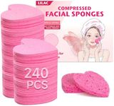 240 Count Compressed Facial Sponges 100% Natural Cellulose Eco-Friendly Makeup Sponges for Gentle Cleansing, Exfoliating & Stubborn Makeup Removal Travel for Women (Hart Pink)
