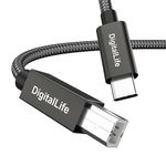 DigitalLife 1.8m USB-C to B MIDI Interface Cable - Nylon Braided for MIDI Keyboards, Controllers, USB Audio Interfaces | Compatible with Windows, macOS, Linux