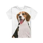WELLFLYHOM Girls T-Shirt Size 7-8 Years Cute Funny Beagle Design Boys Athletic Shirts & Tees Kids Youth Casual Sport Running Tees Tops Crew Neck Summer Tee-Shirt White