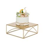 NUPTIO Cake Stand Dessert Display: Metal Cupcake Holder 26CM Pedestal Stands Gold Food Risers for Wedding Party Christmas Birthday Event Kitchen Table Baby Shower Square Buffet Vase Plant Stand