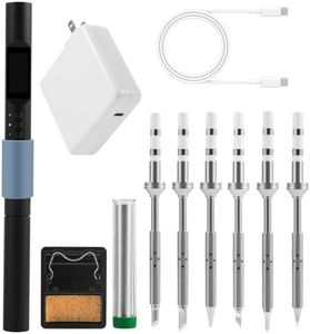 FEITA Pinecil Soldering Iron Kit for Electronics, 100W Mini Smart Digital Micro Solder Iron Pen Tools, Accessories with 6 Solder Tips, 1 Solder Wire, 1 Small Soldering Stand, 1 Type-C Charger