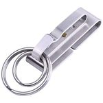 Wisdompro Belt Key Clip, Stainless Steel Belt Key Holder, Heavy Duty Belt Loop Key Holder, Anti-Lost Belt Keychain with 2 Detachable Keyrings for Men