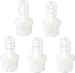 Quickun Plastic Hose Barb Fitting, 1/2" Barb to 1/2" Male Thread White Adapter Union Fitting (Pack of 5)