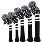 Scott Edward Knit Golf Club Cover for Woods and Driver Set of 5 Head Covers Protect Driver Wood(460cc) 1 Fairway Wood2 and Hybrid/UT2 with Rotating Club Number Tags (Black Star)