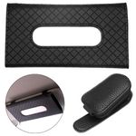 CNYMANY 2 pcs Sunglasses Holder and Tissue Holder for Car Visor, Leather Sunglasses Clip Eyeglass Holder Ticket Card Clip, Sun Visor Backseat Tissue Case for Car Truck Universal Auto